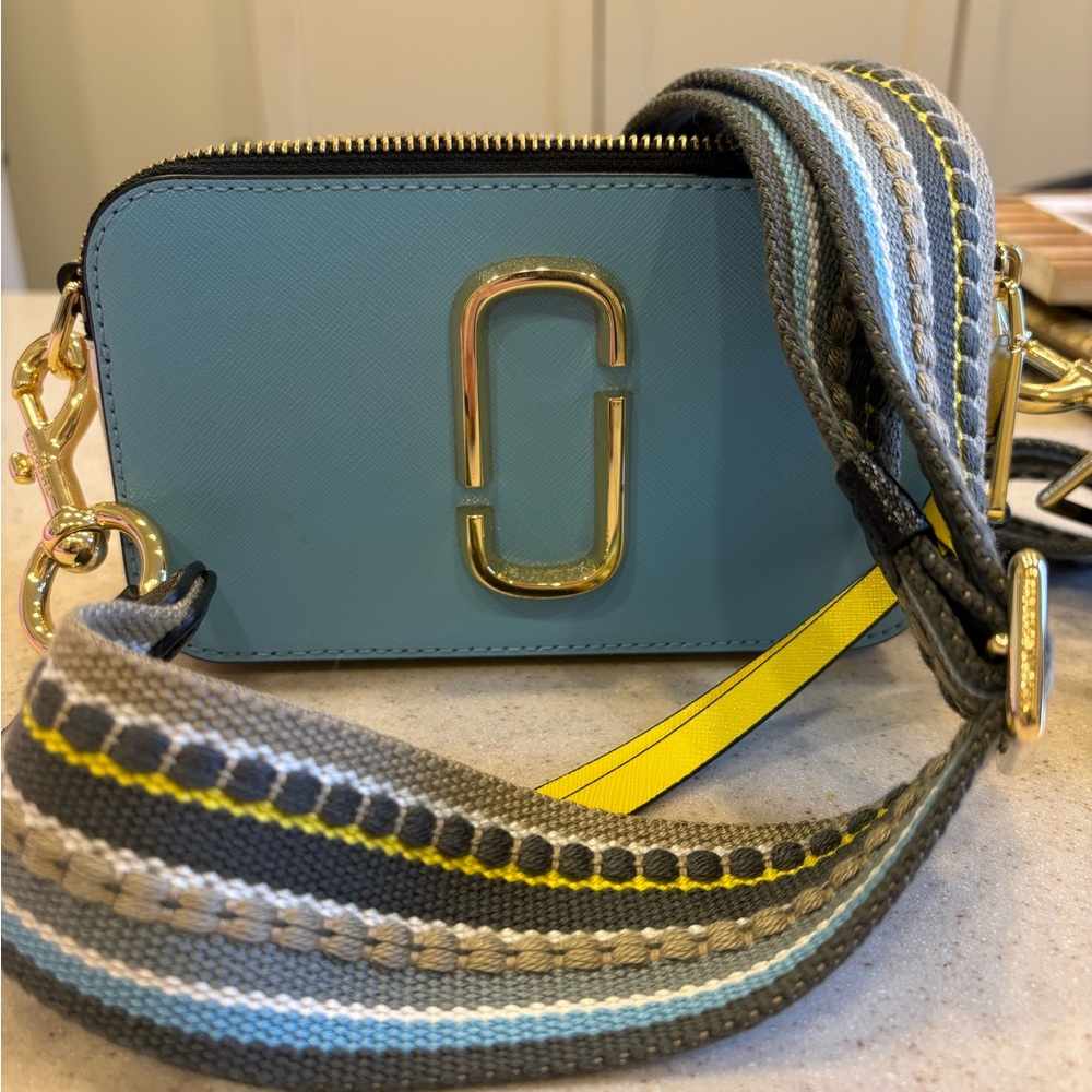 Marc Jacobs Teal Crossbody Bag with Multicolor Strap